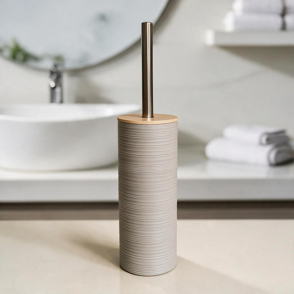 Bathroom Accessories Set with Bamboo Lids – 8 Pieces