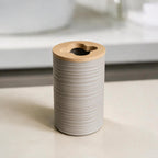 Bathroom Accessories Set with Bamboo Lids – 8 Pieces