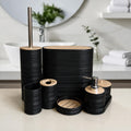 Bathroom Accessories Set with Bamboo Lids – 8 Pieces