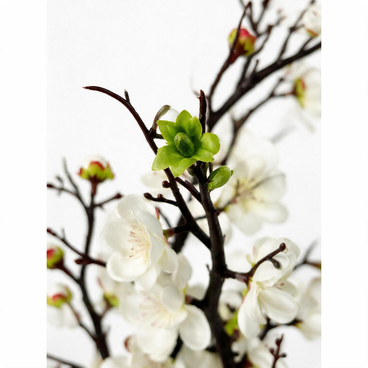 Artificial White Cherry Blossom Plant with Square Pot