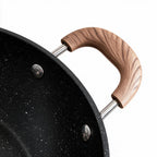 Granite Non-Stick Deep Frying Pan with Wood-Look Handles