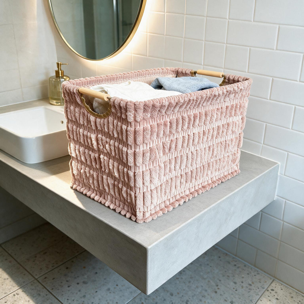 Plush Fabric Laundry Basket