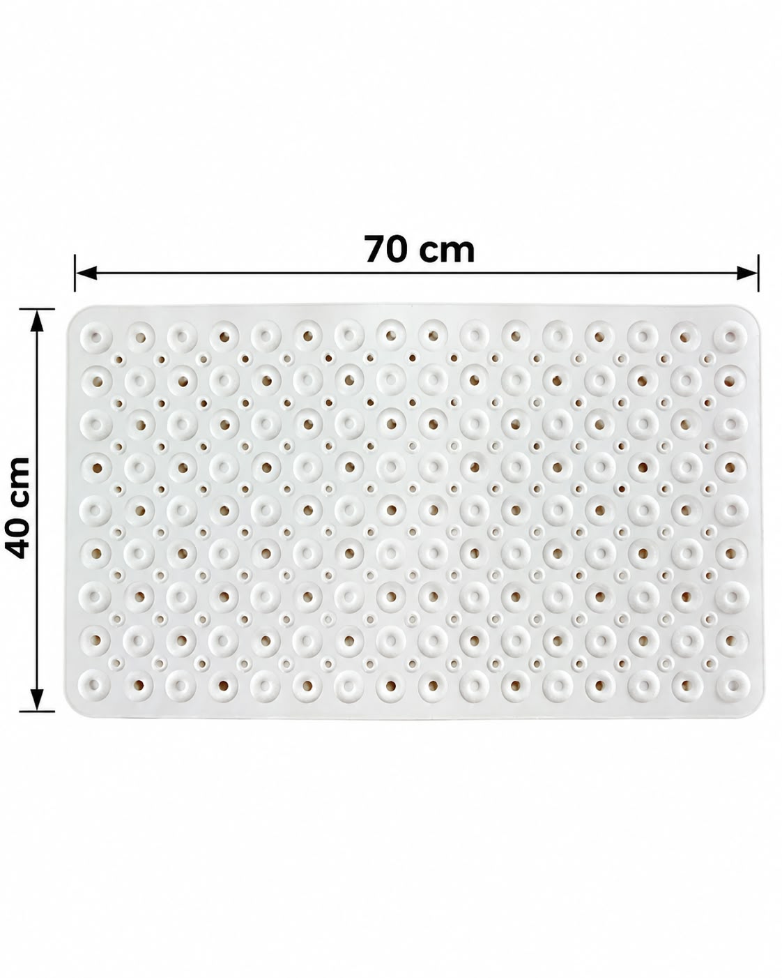 White non-slip shower bath mat 70 x 40 cm