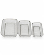 Three stainless steel mesh baskets