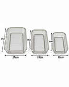 Stainless steel mesh basket set sizes 37x27, 34x24 and 30x22 cm
