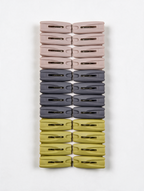 24-piece classic laundry clothes peg set on white background