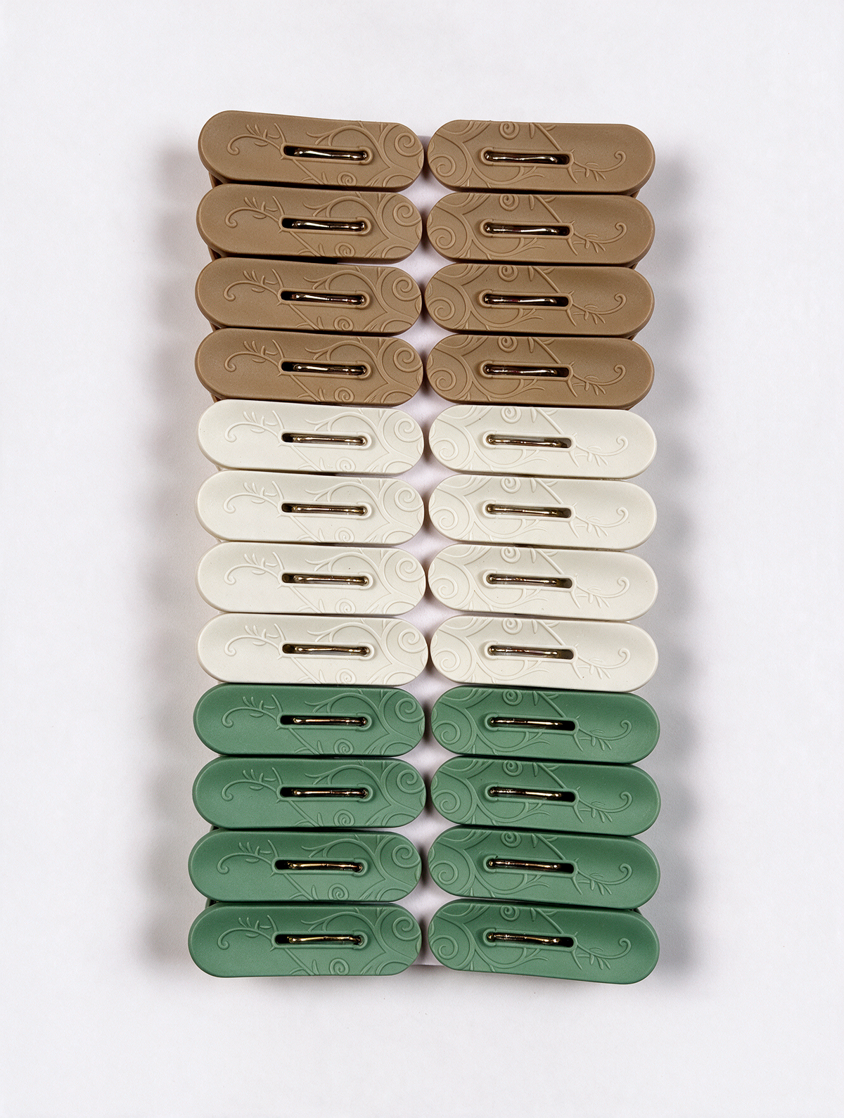 24-piece floral laundry clothes peg set on white background