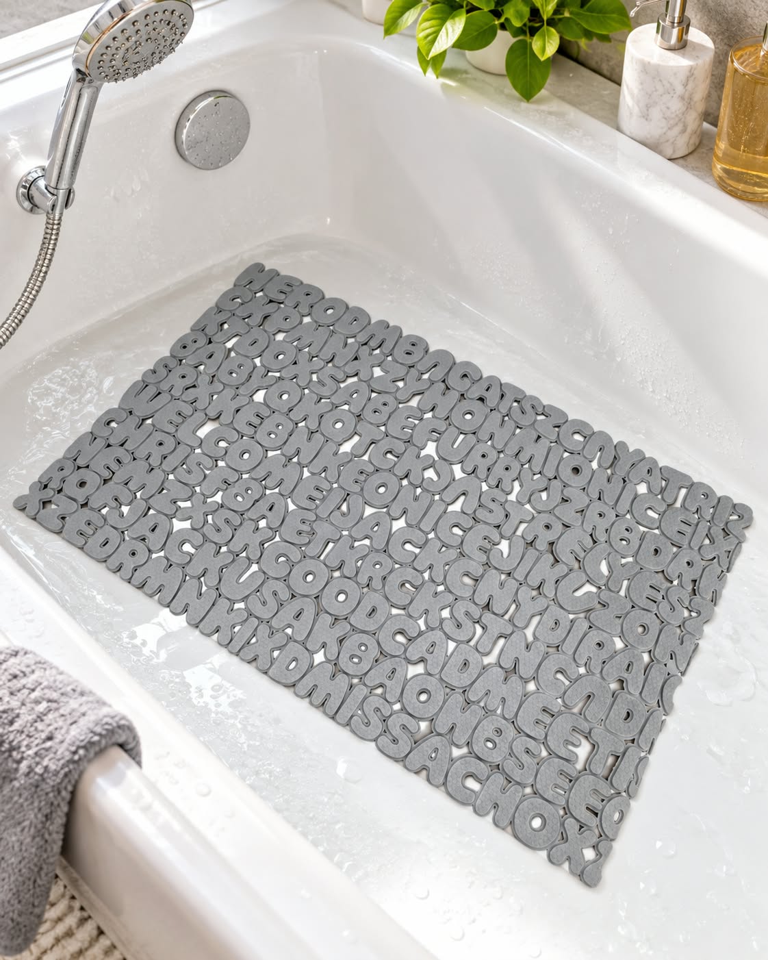 Vallena alphabet non-slip shower mat 70 x 40 cm in bathtub
