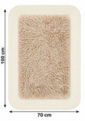 Rectangular furry rug in beige, 100 x 70 cm