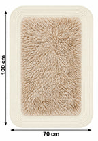 Rectangular furry rug in beige, 100 x 70 cm