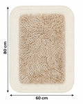 Rectangular furry rug in beige, 80 x 60 cm