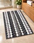 Striped textured bath mat 80 x 50 cm styled in a bathroom