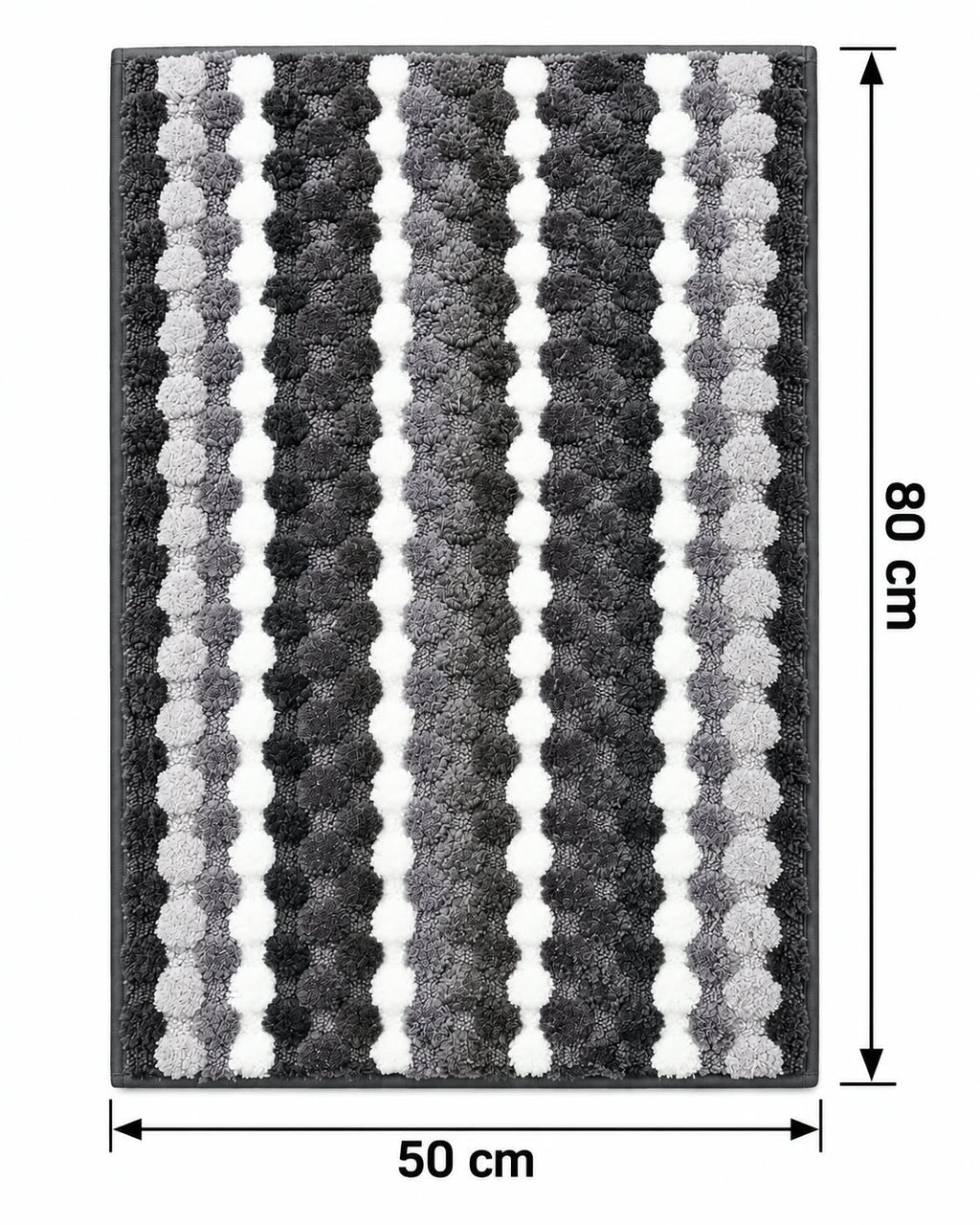 Striped textured bath mat measuring 80 x 50 cm