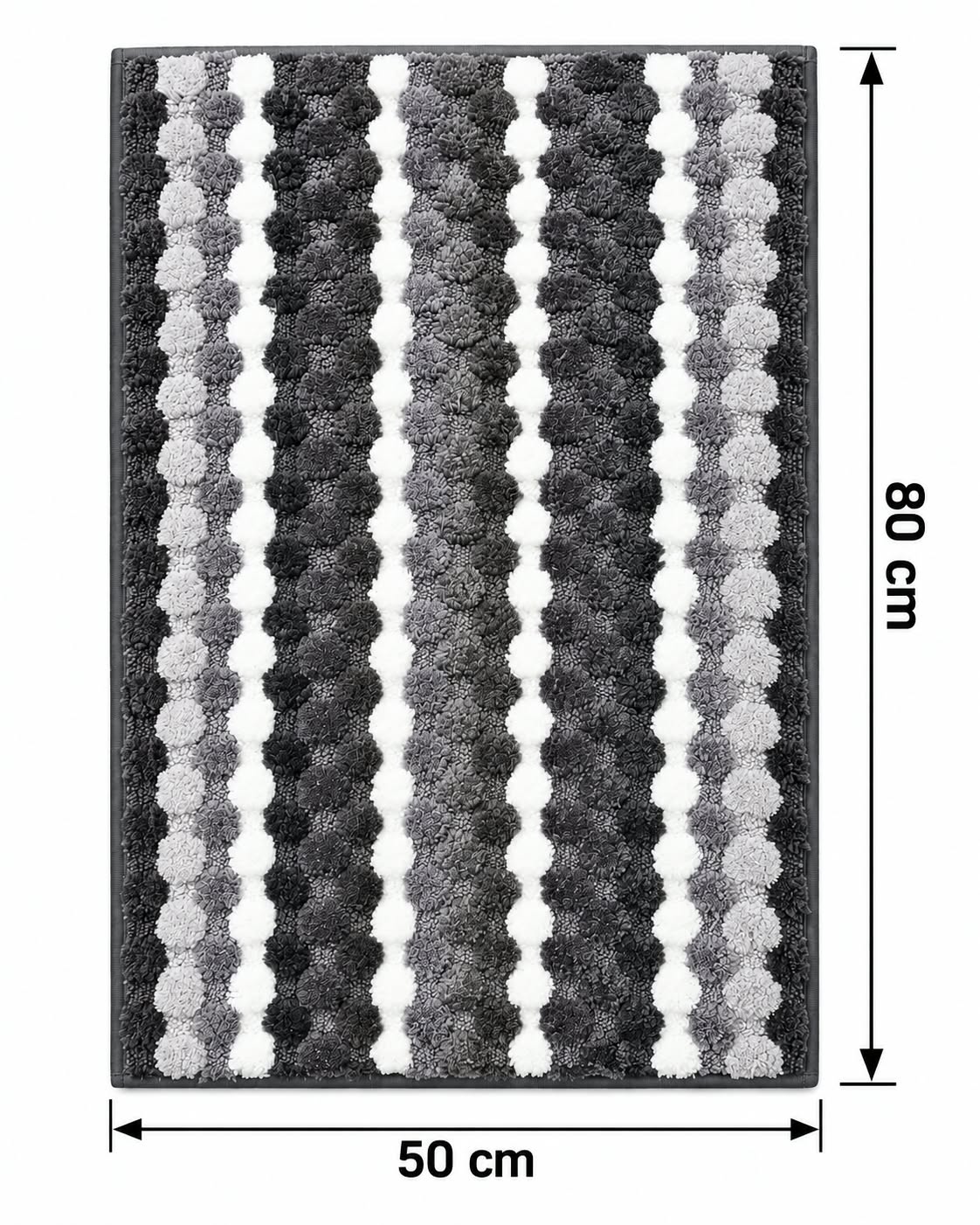 Striped textured bath mat measuring 80 x 50 cm