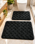 Black woven bathroom mat set 80 x 50 cm and 60 x 40 cm