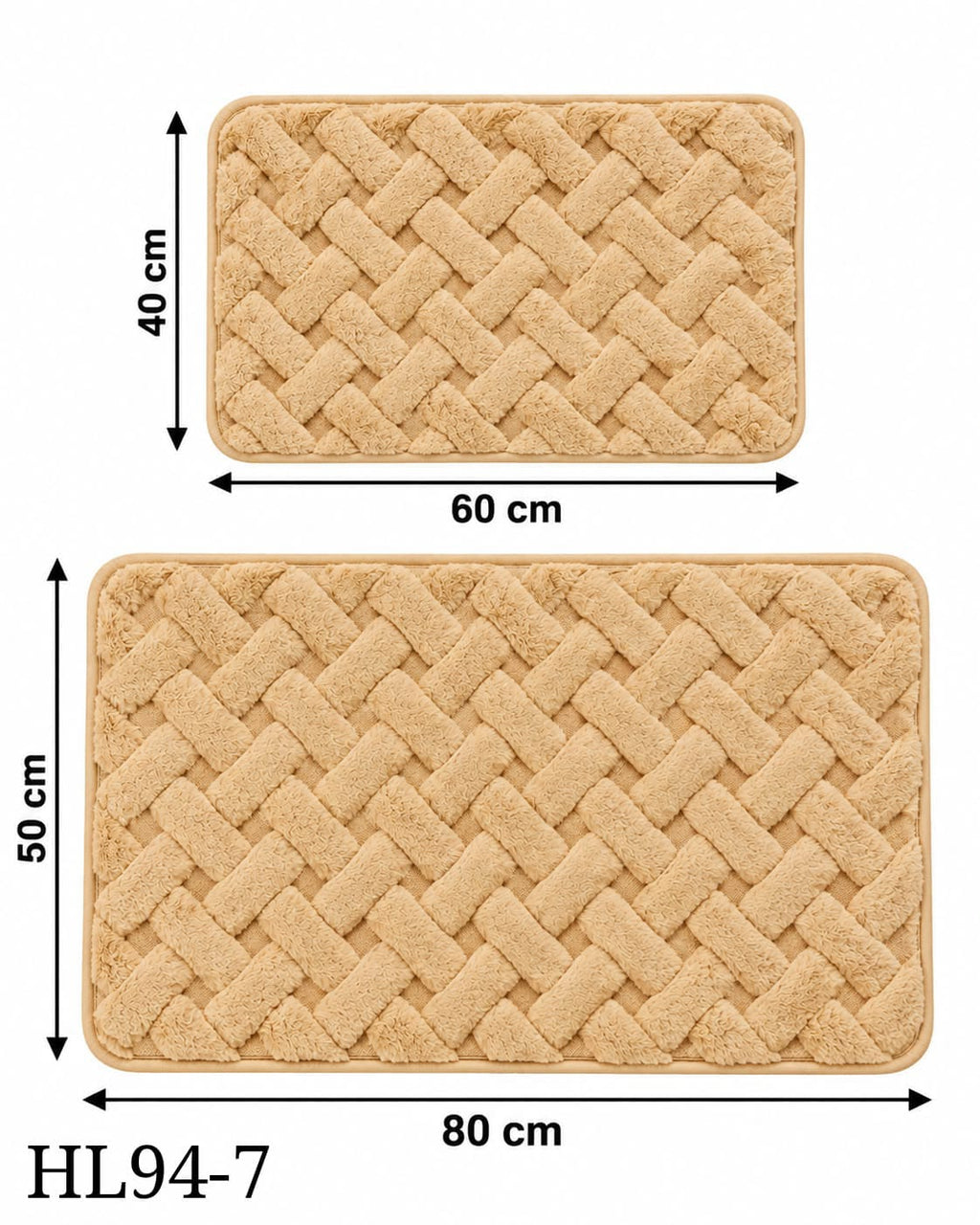 Bathroom mat set size guide 80 x 50 cm and 60 x 40 cm