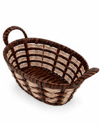 Woven bread and serving basket angled view