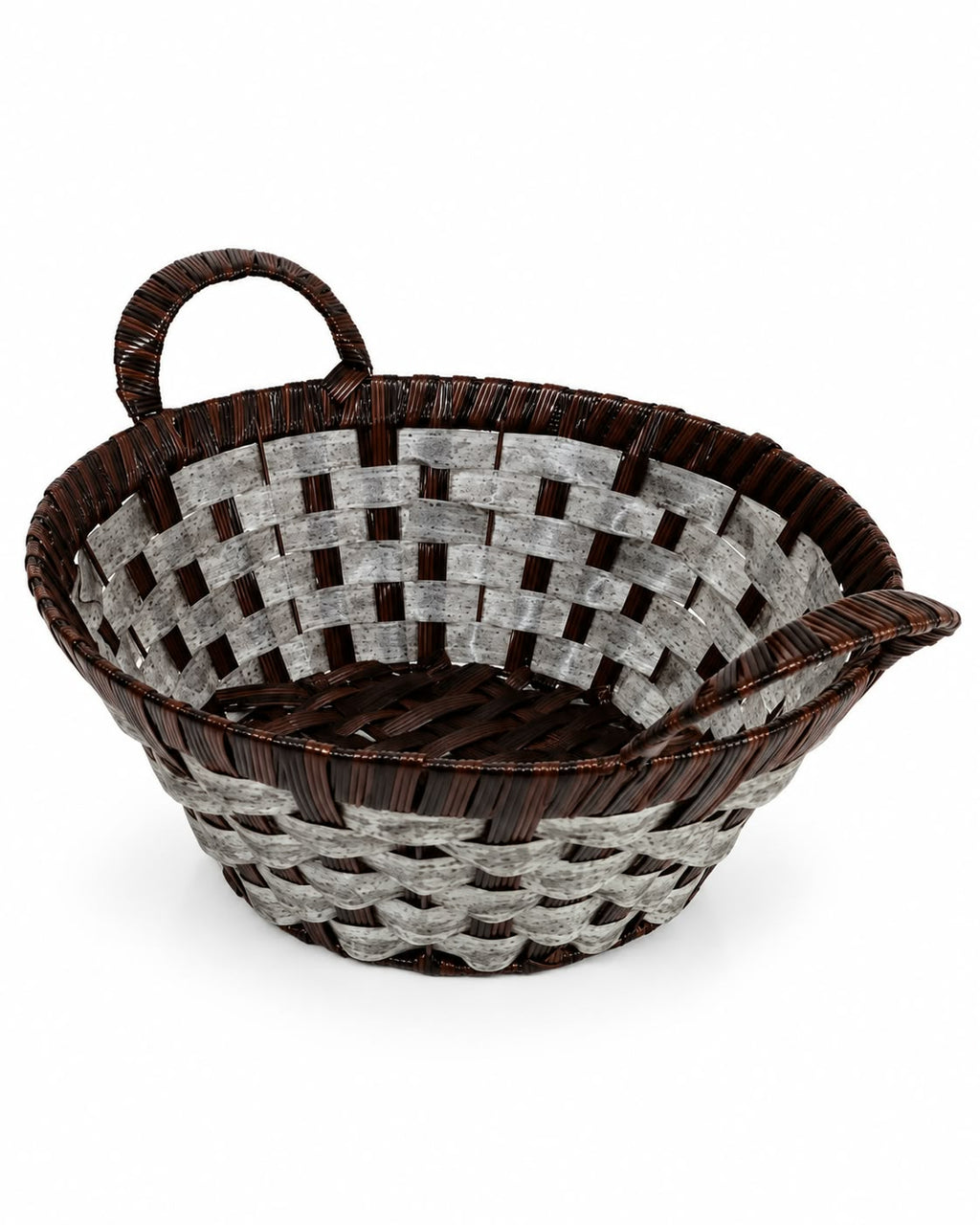 Woven storage basket with handles