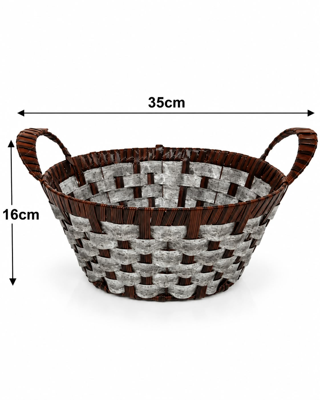 Woven storage basket with handles 35 x 16 cm